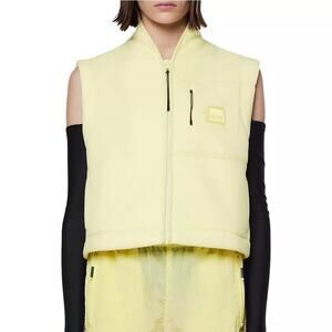 Rains Cropped Fleece Vest Straw Yellow XL Minimalist Scandi